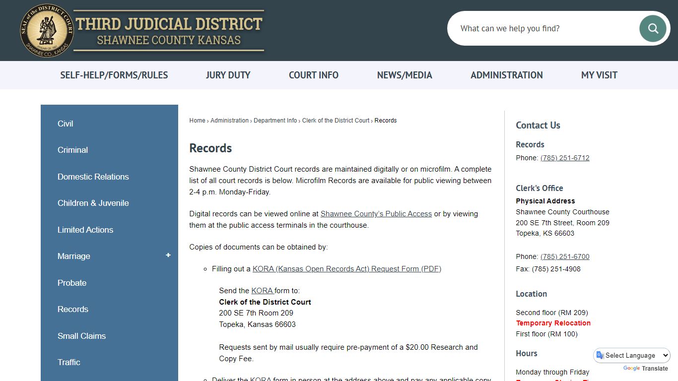 Records | Third Judicial District, KS - Official Website