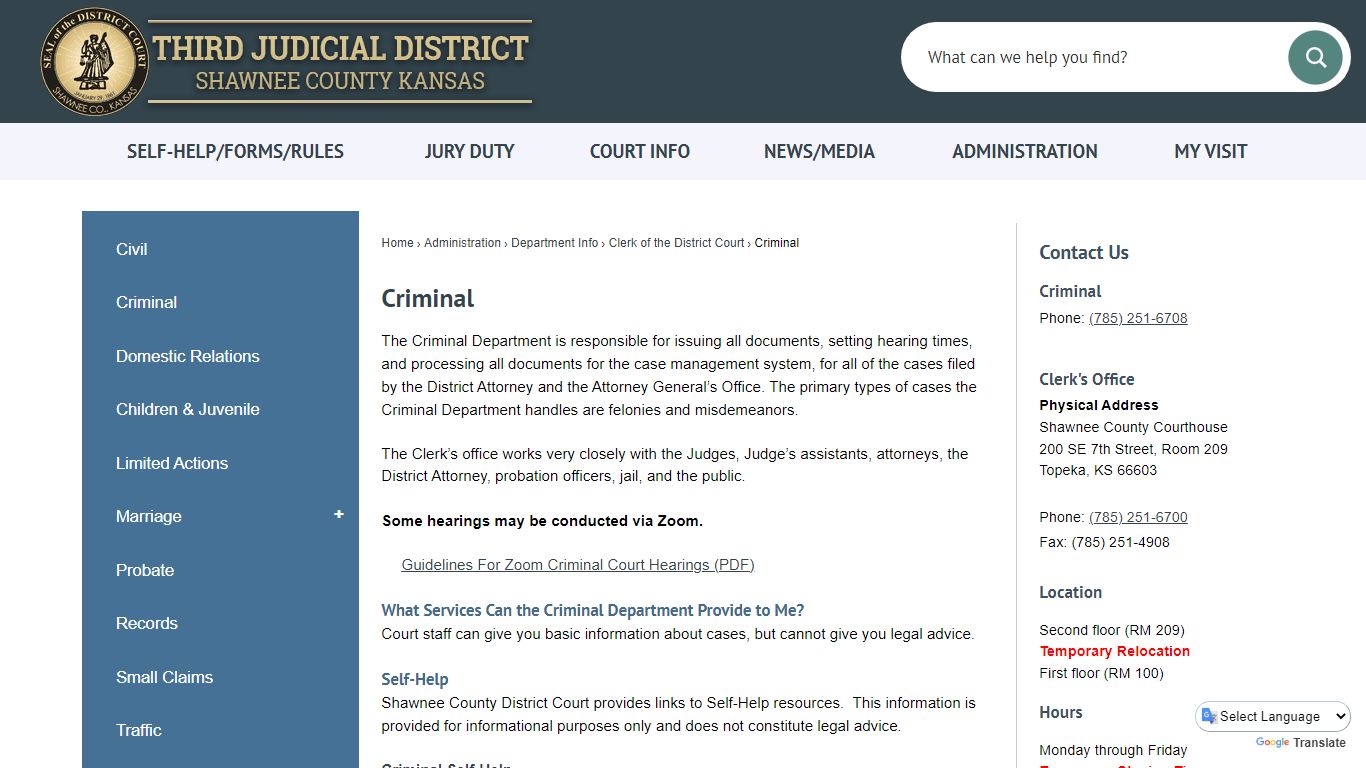 Criminal | Third Judicial District, KS - Official Website