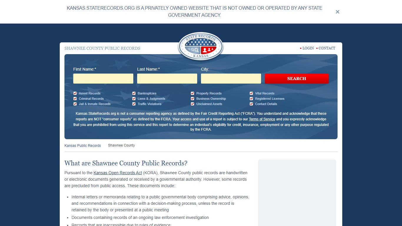 Shawnee County Arrest, Court, and Public Records | StateRecords.org